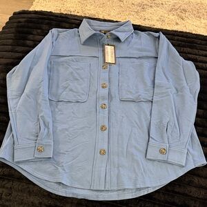 DG2 by Diane Gilman Women's Blue Button Down Shirt